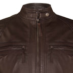 Men's Vintage Zipped Leather Racing Quilted Biker Jacket