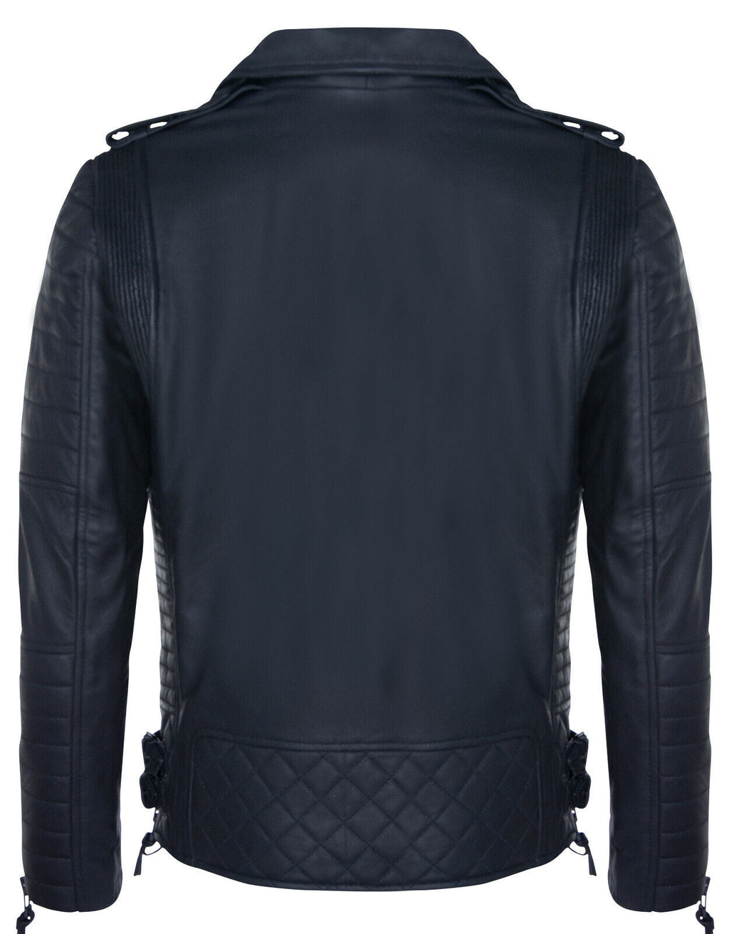 Mens Leather Biker Quilted Brando Motorcycle Jacket
