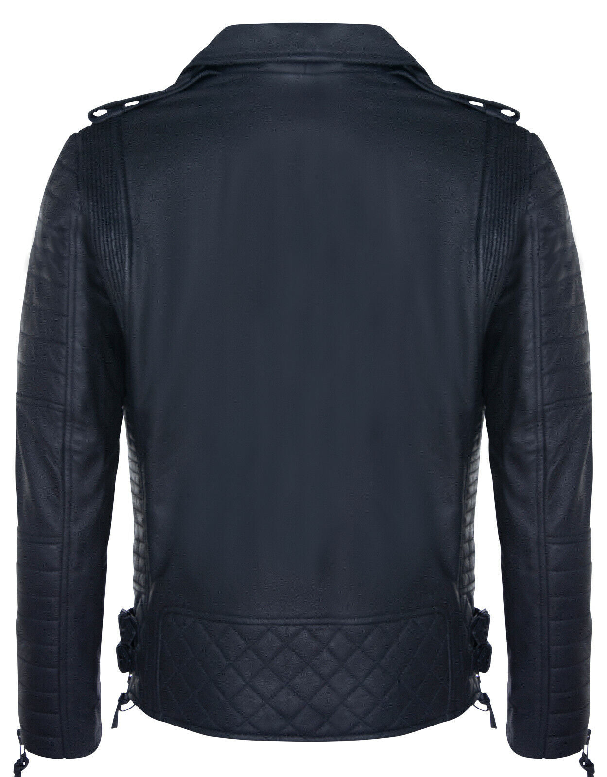 Mens Leather Biker Quilted Brando Motorcycle Jacket