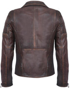 Mens Slim Fit Brando Style Cross Zip Leather Biker Jacket