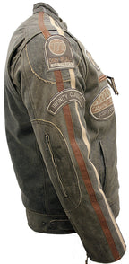 Mens Racing Moto Badges Biker Leather Jacket