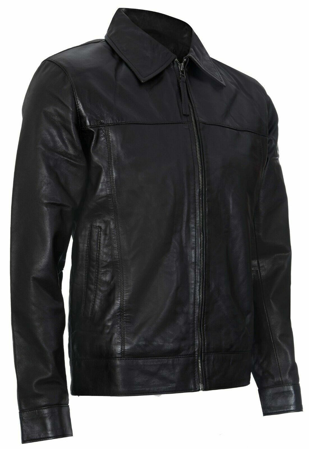 Mens Retro Classic Nappa Leather Biker Jacket