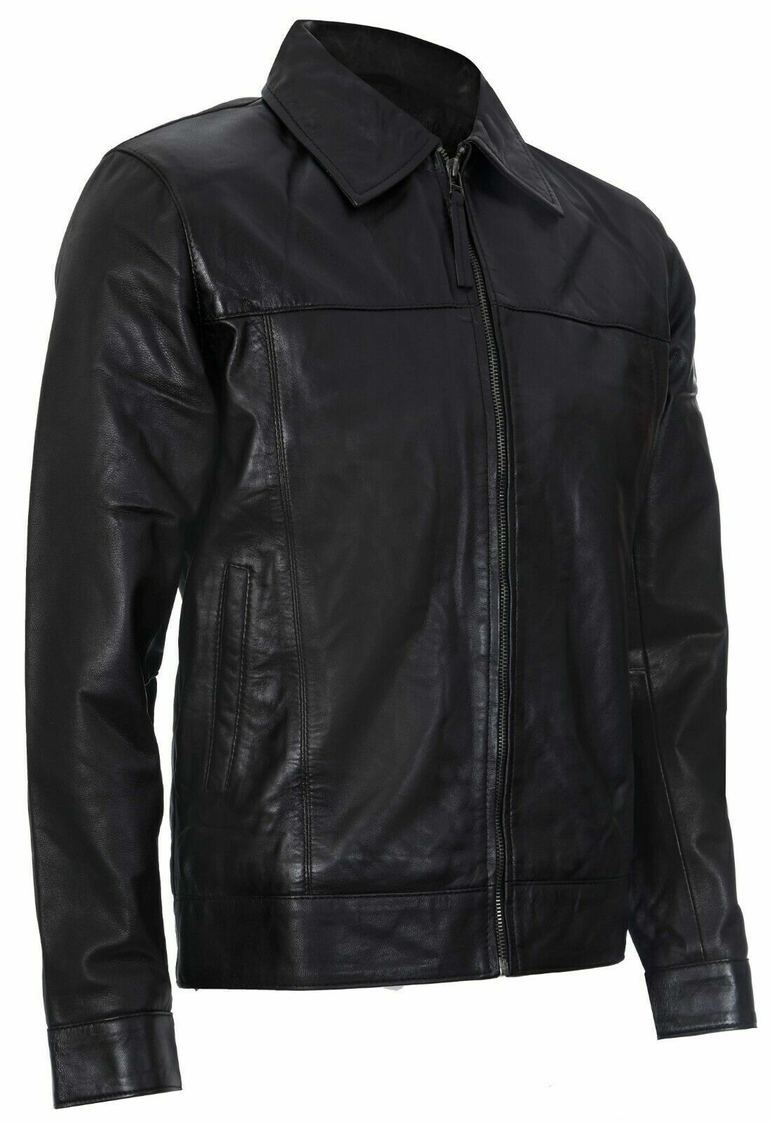 Mens Retro Classic Nappa Leather Biker Jacket
