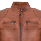 Mens Leather Biker Vintage Zipped Racing Jacket