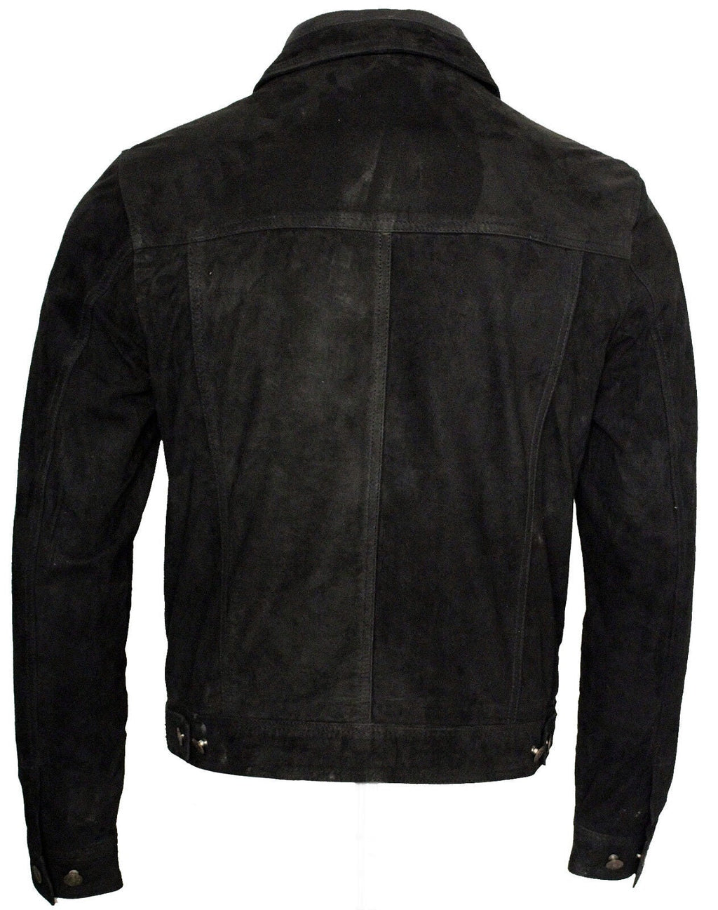 Mens Trucker Classic Suede Leather Shirt Jeans Jacket
