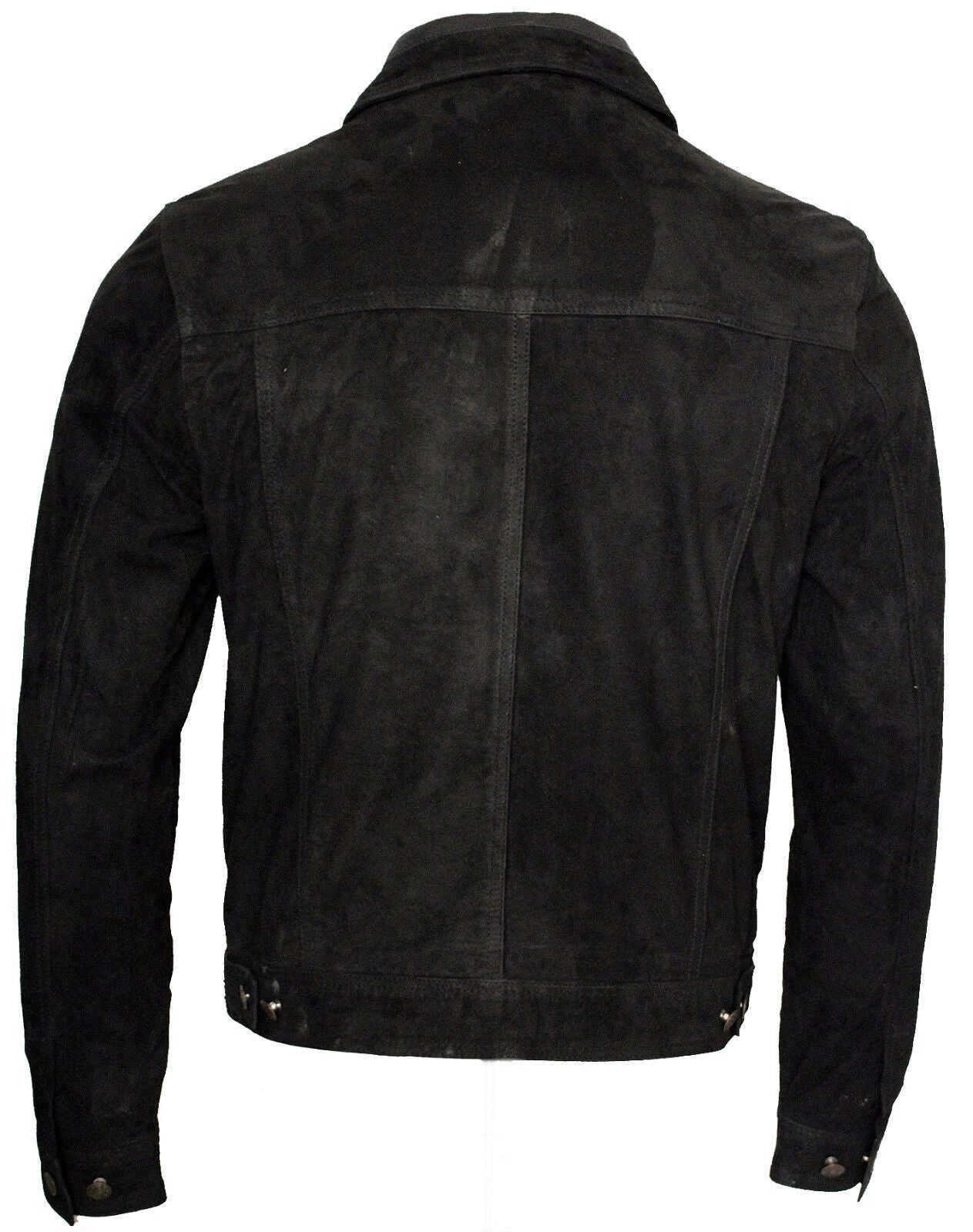 Mens Trucker Classic Suede Leather Shirt Jeans Jacket