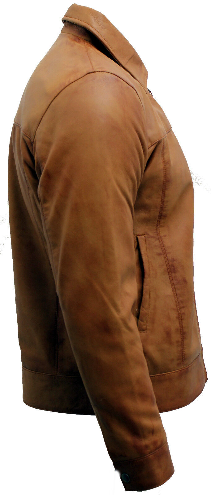 Mens Retro Classic Nappa Leather Biker Jacket