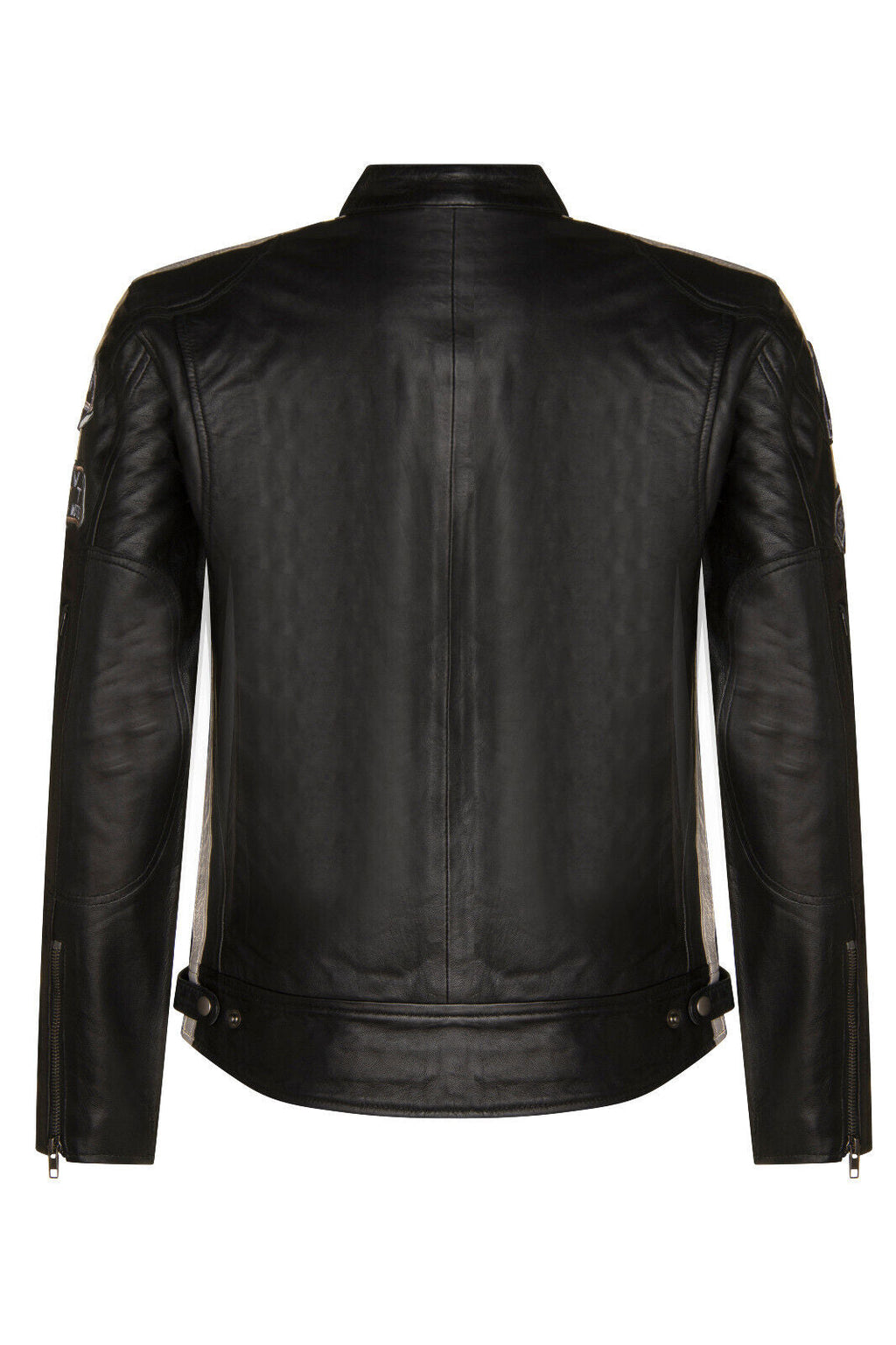 Mens Racing Moto Badges Biker Leather Jacket