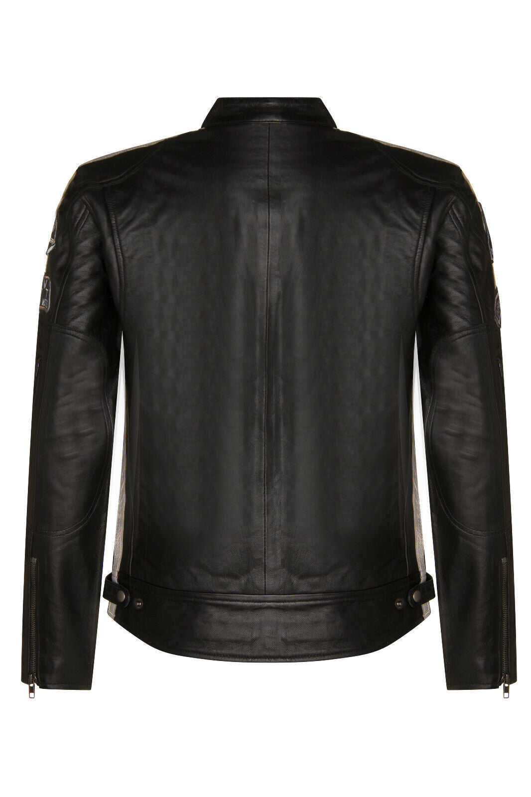Mens Racing Moto Badges Biker Leather Jacket