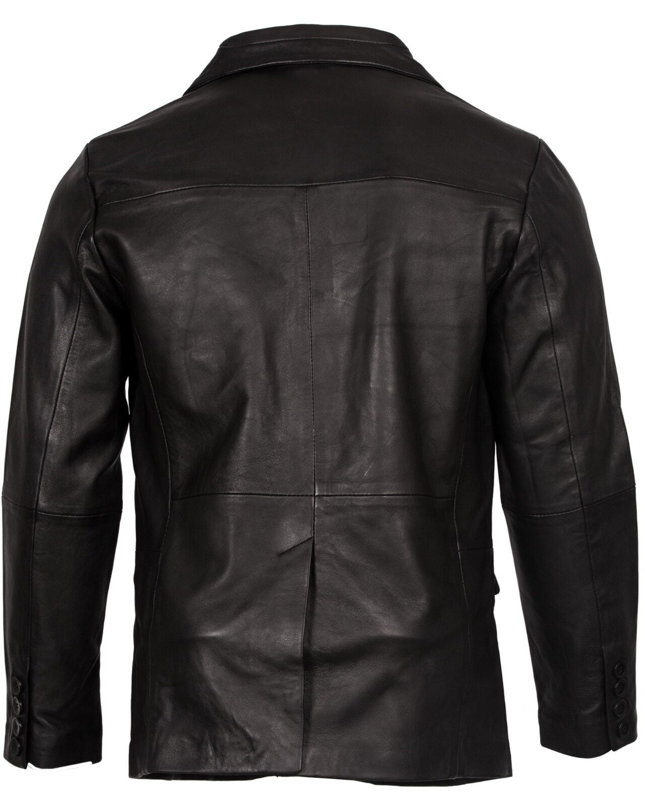 Mens 2 Button Black Blazer Soft Lamb Tailored Leather Jacket