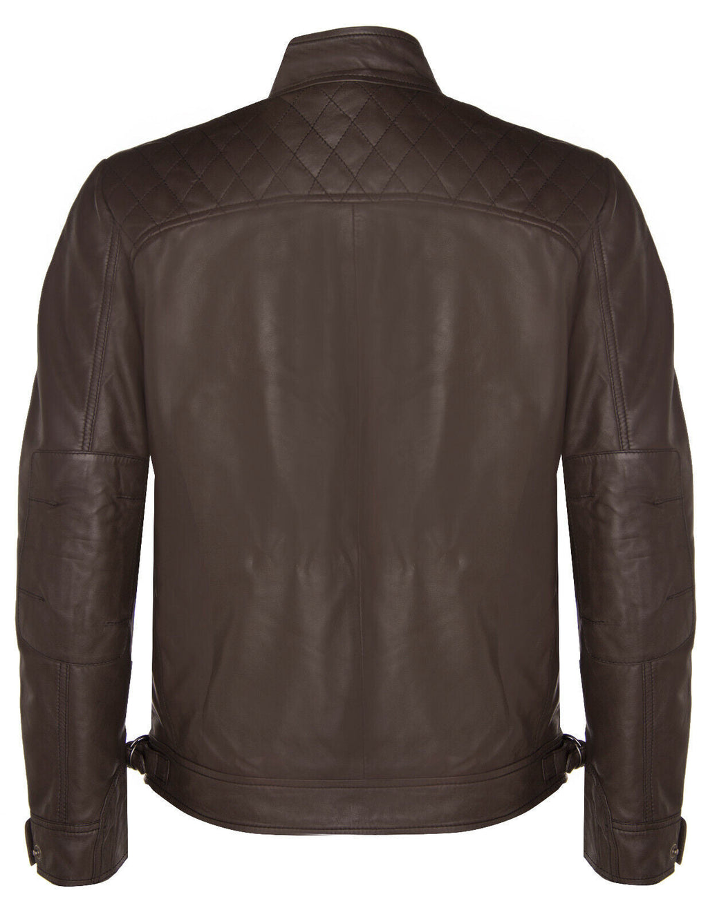 Men's Vintage Zipped Leather Racing Quilted Biker Jacket