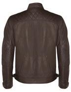 Men's Vintage Zipped Leather Racing Quilted Biker Jacket