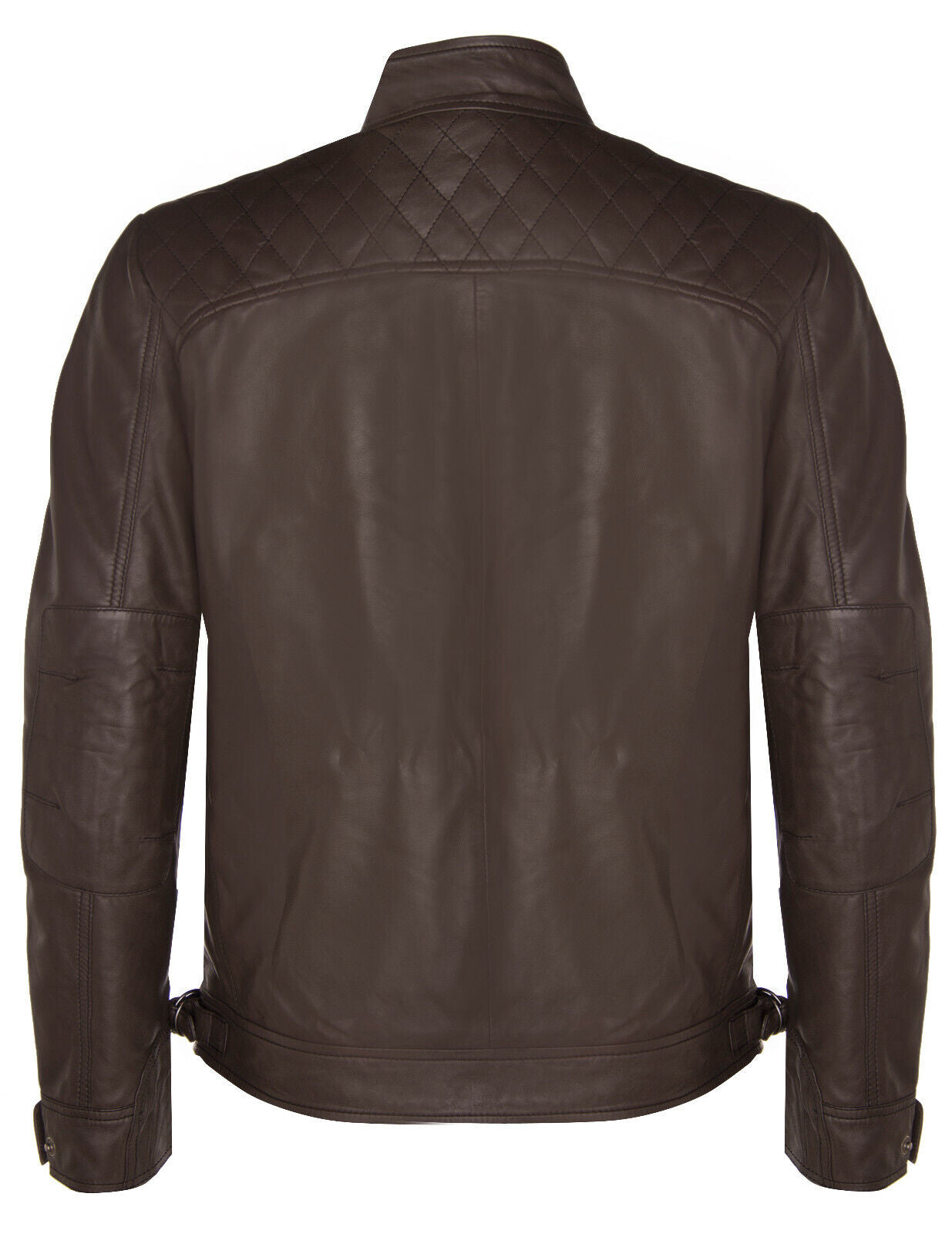 Men's Vintage Zipped Leather Racing Quilted Biker Jacket