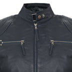 Mens Leather Biker Vintage Zipped Racing Jacket