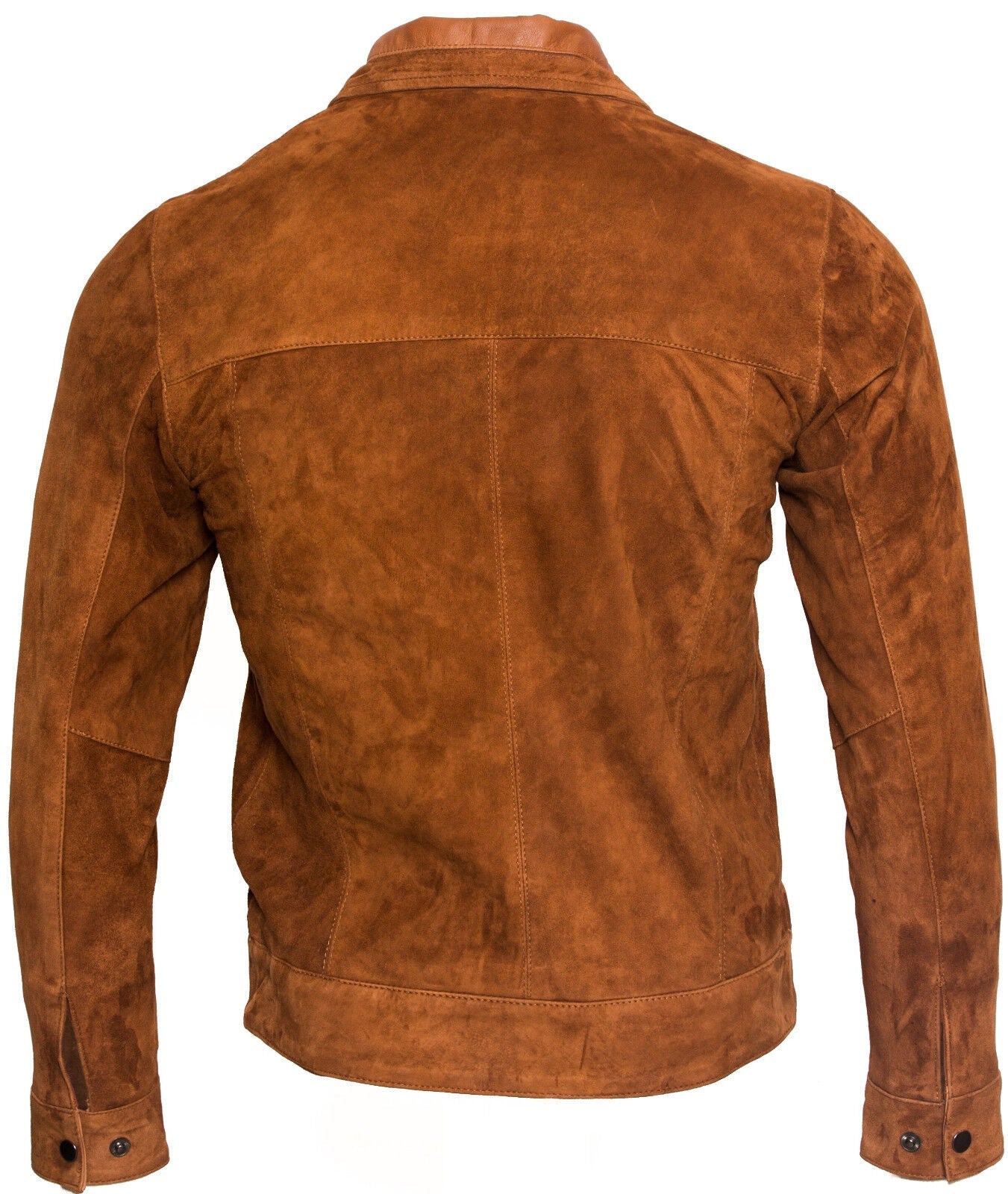 Mens Retro Classic Suede Leather Biker Jacket