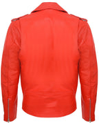 Mens Leather Brando Biker Rock Motorcycle Hide Jacket