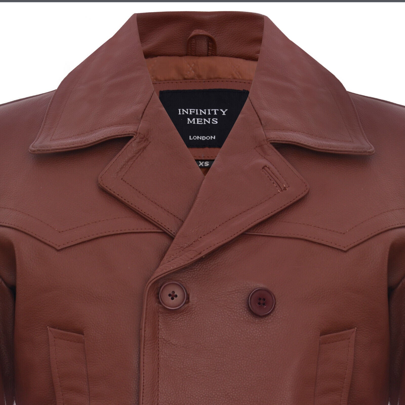 Mens Cow Hide Dr Who Naval German Pea Coat Leather Jacket
