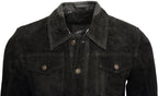 Mens Trucker Classic Suede Leather Shirt Jeans Jacket
