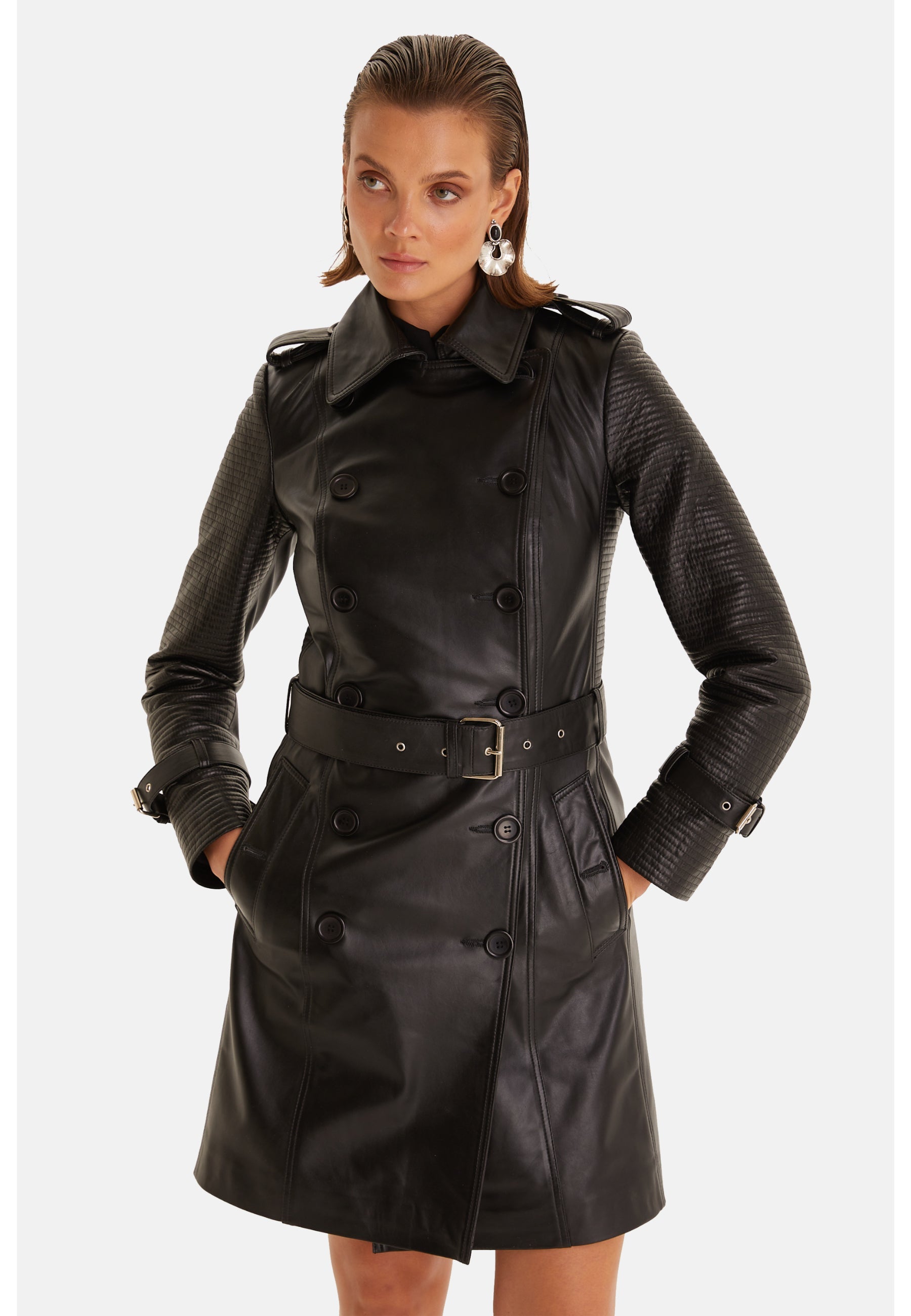 Greenwich Leather Trench Coat