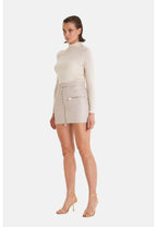 Women's Leather Fashion Skirt, Beige