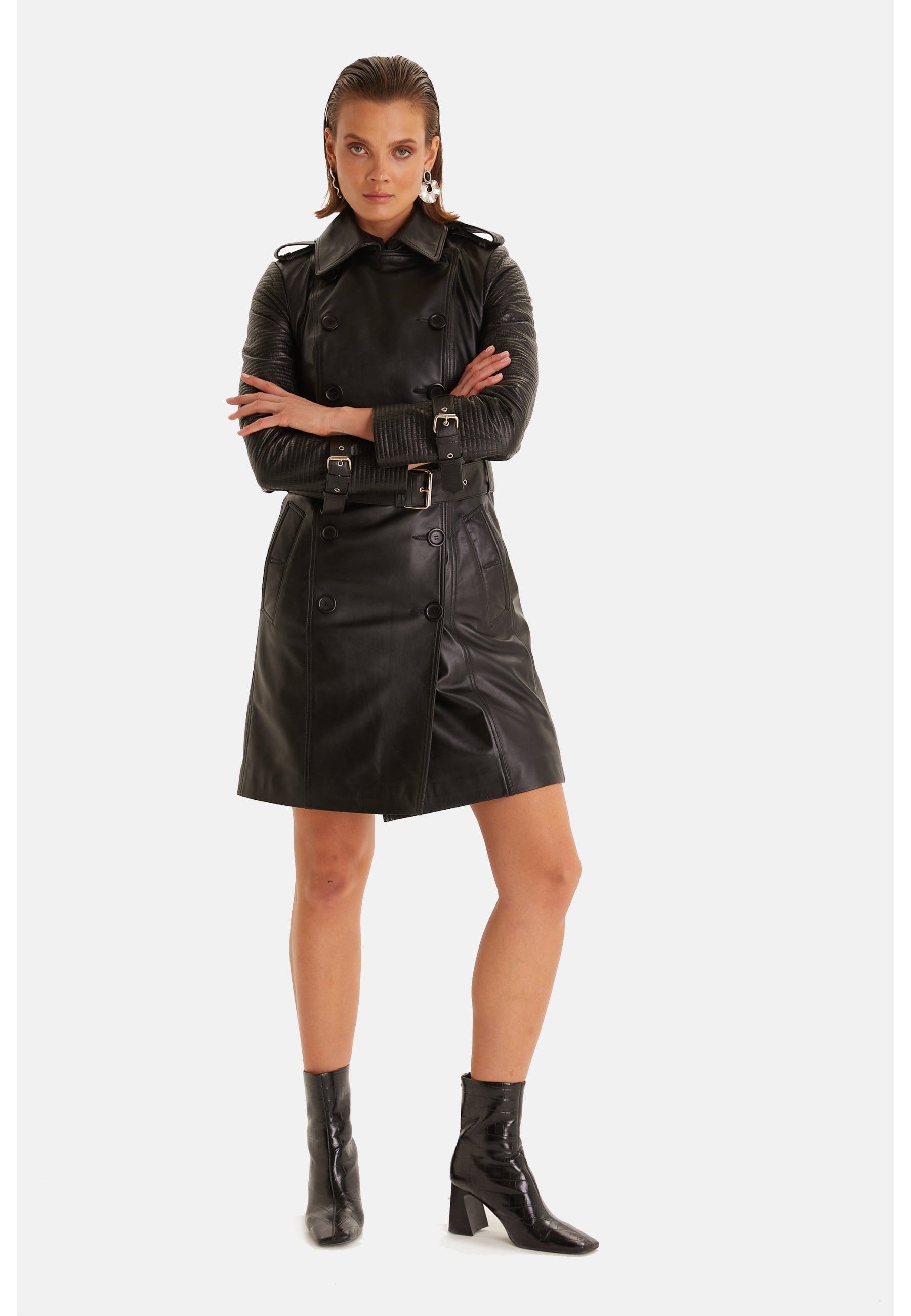 Greenwich Leather Trench Coat