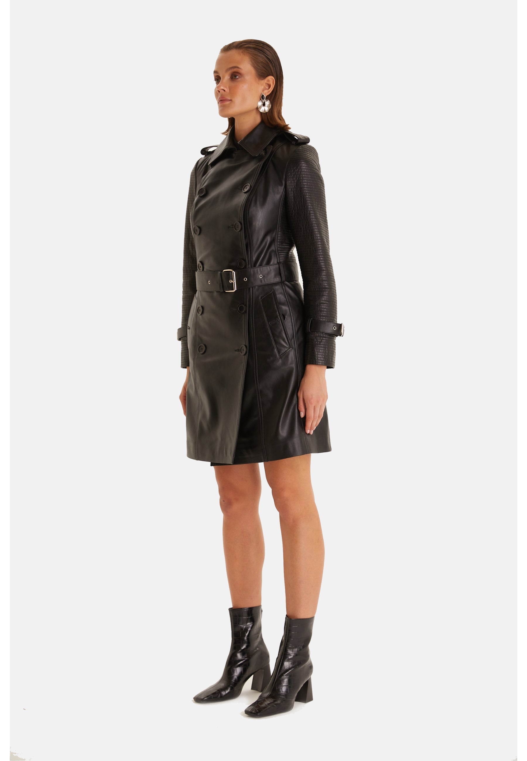 Greenwich Leather Trench Coat