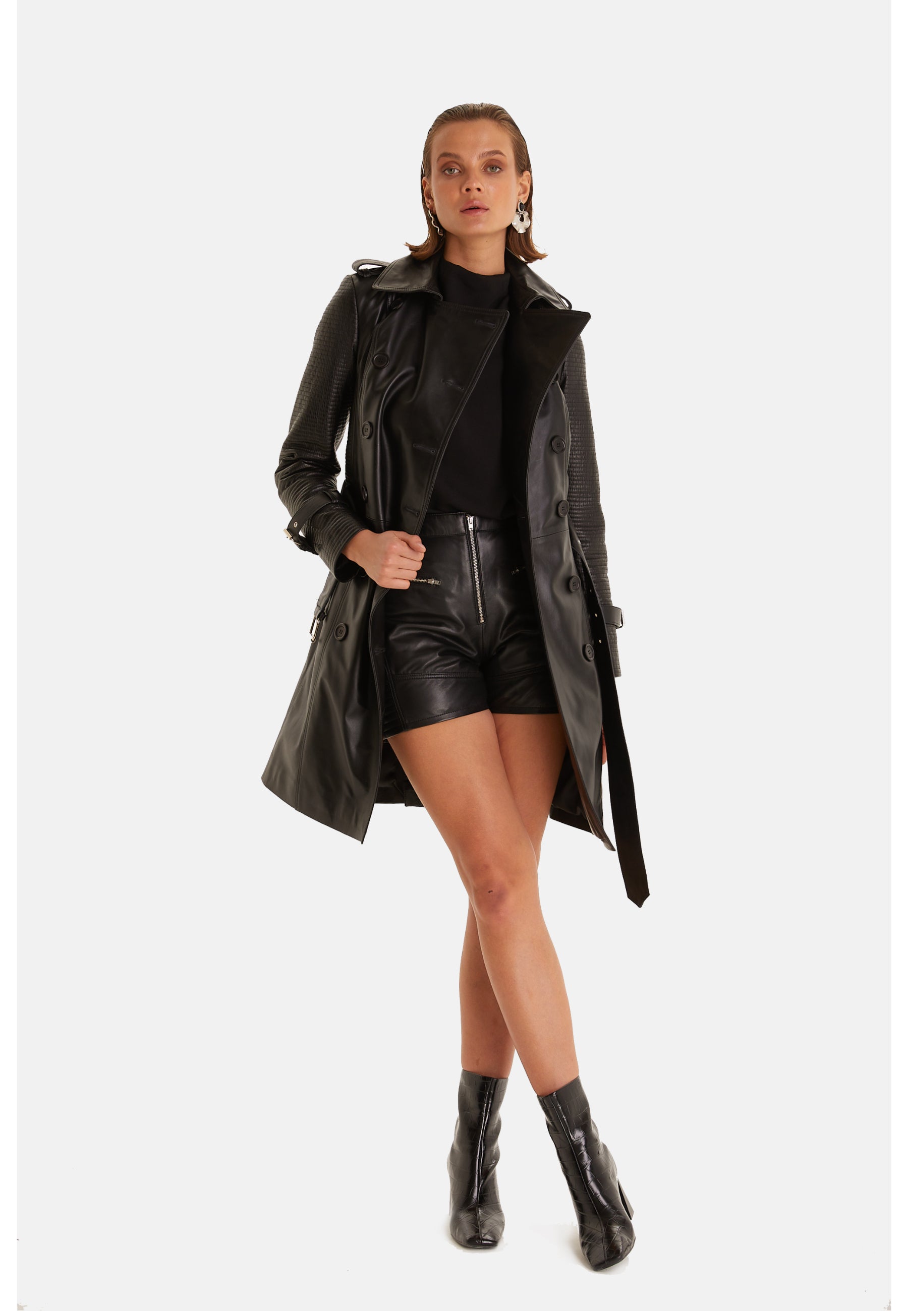 Greenwich Leather Trench Coat