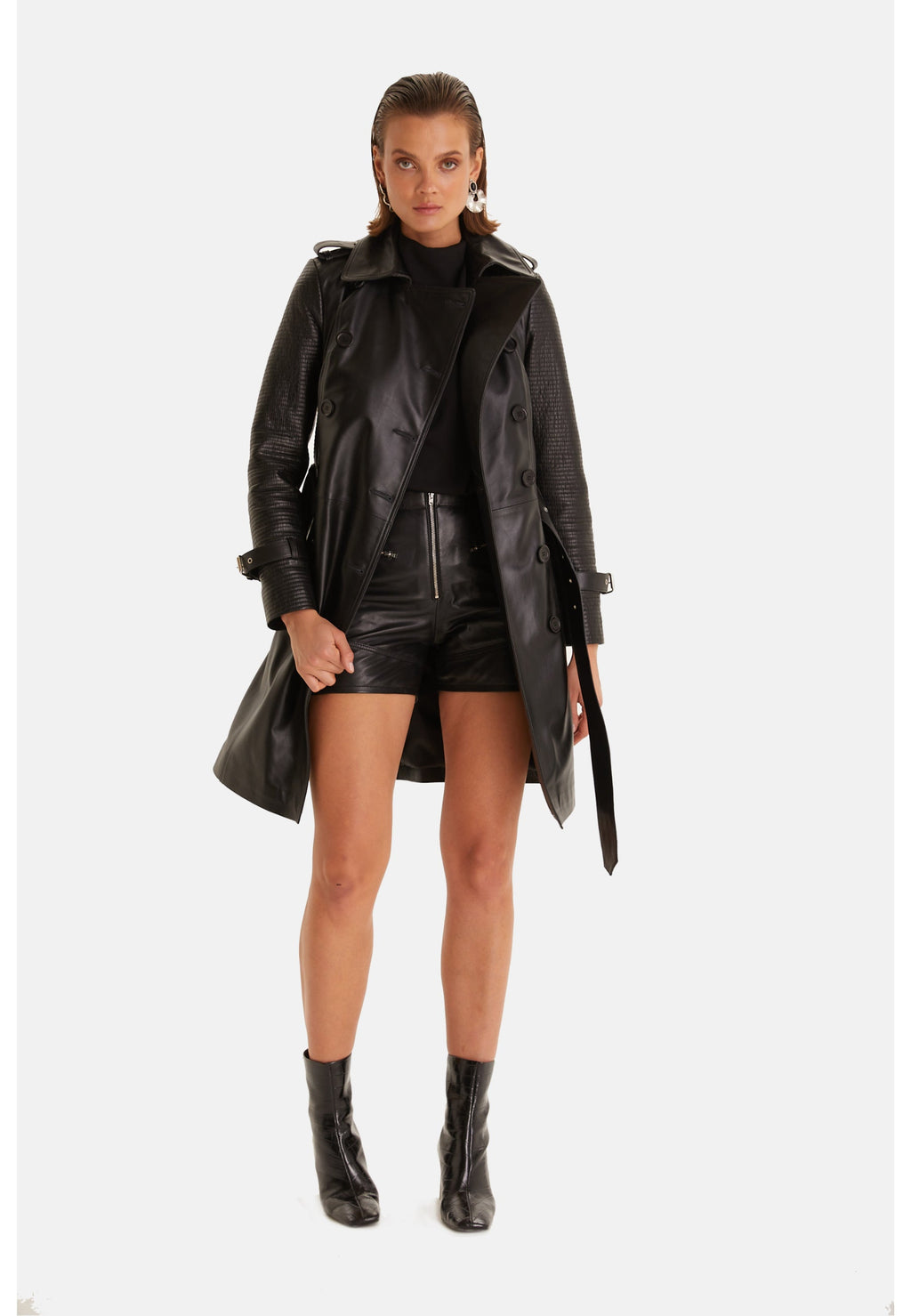 Greenwich Leather Trench Coat