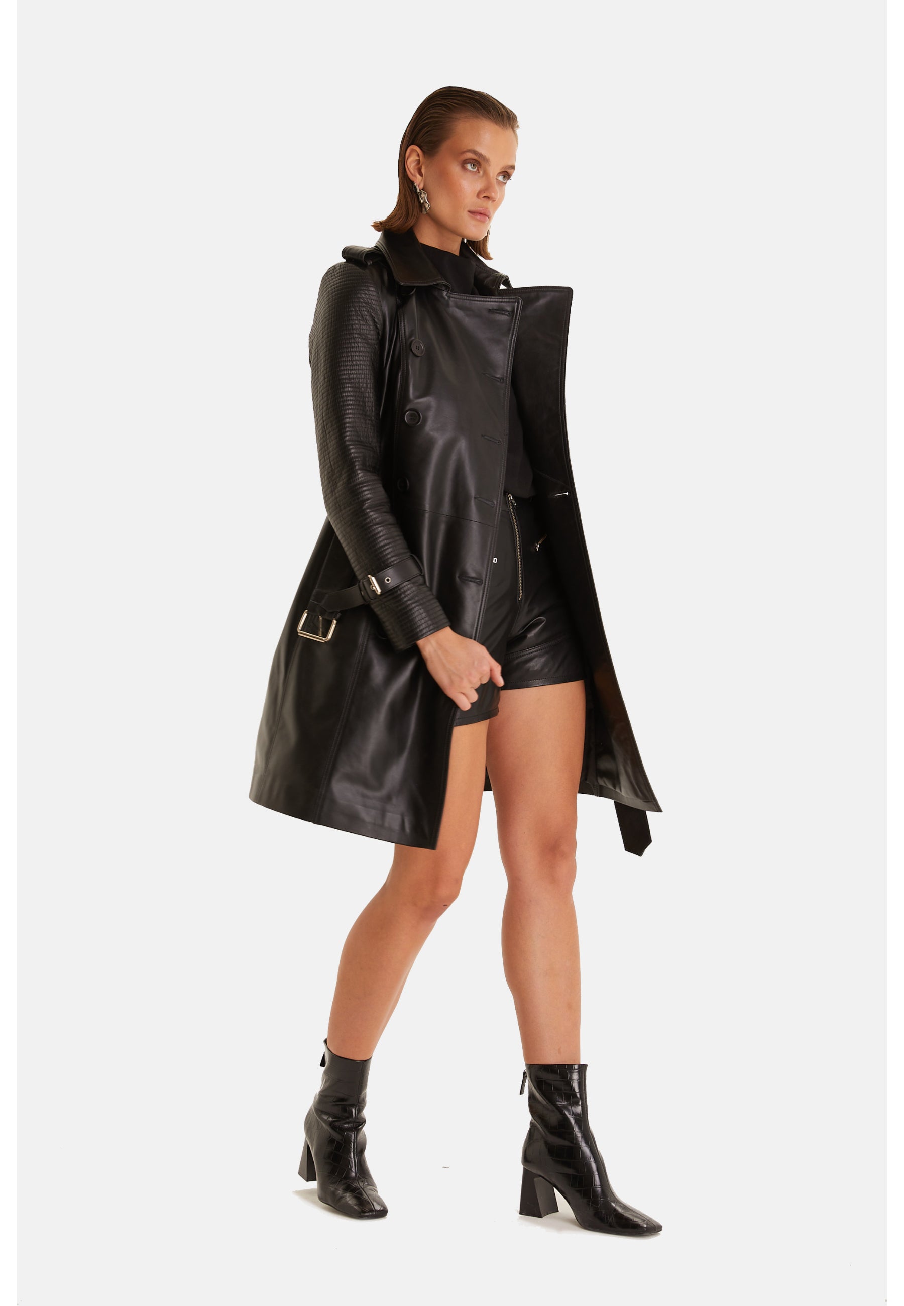 Greenwich Leather Trench Coat