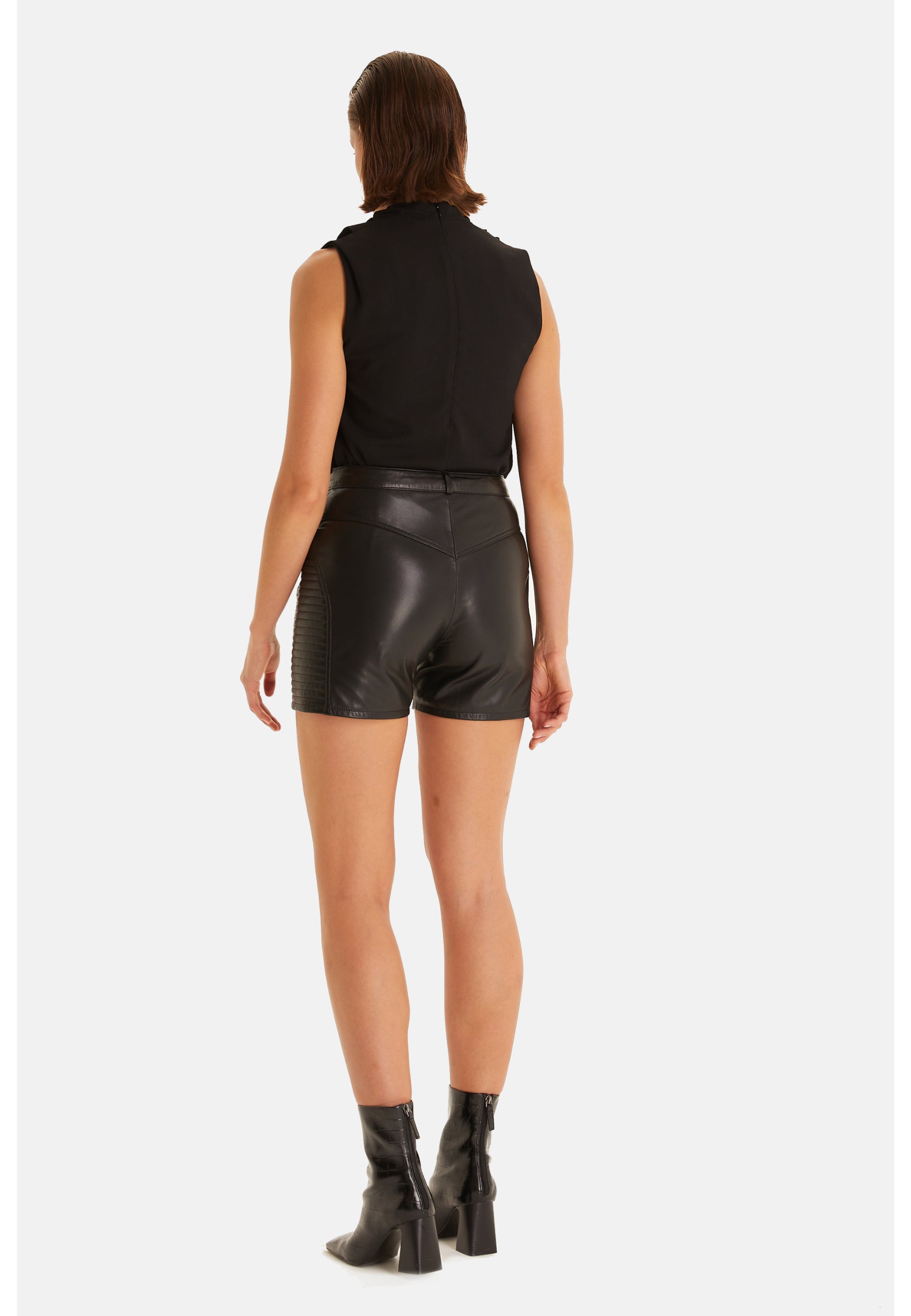 Women's Leather Fashion Short, Black