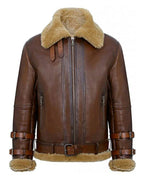 Leather Jacket Airforce RAF B3 Aviator Faux Fur