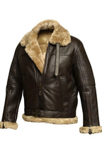 Alberto Brown B3 Shearling Aviator Leather Bomber Jacket