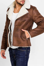 Amos Brown & White Shearling Leather Jacket