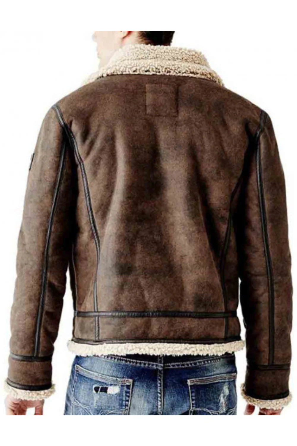 Mens Brown Shearling Flying Bomber Leather Jacket
