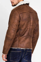 Amos Brown & White Shearling Leather Jacket
