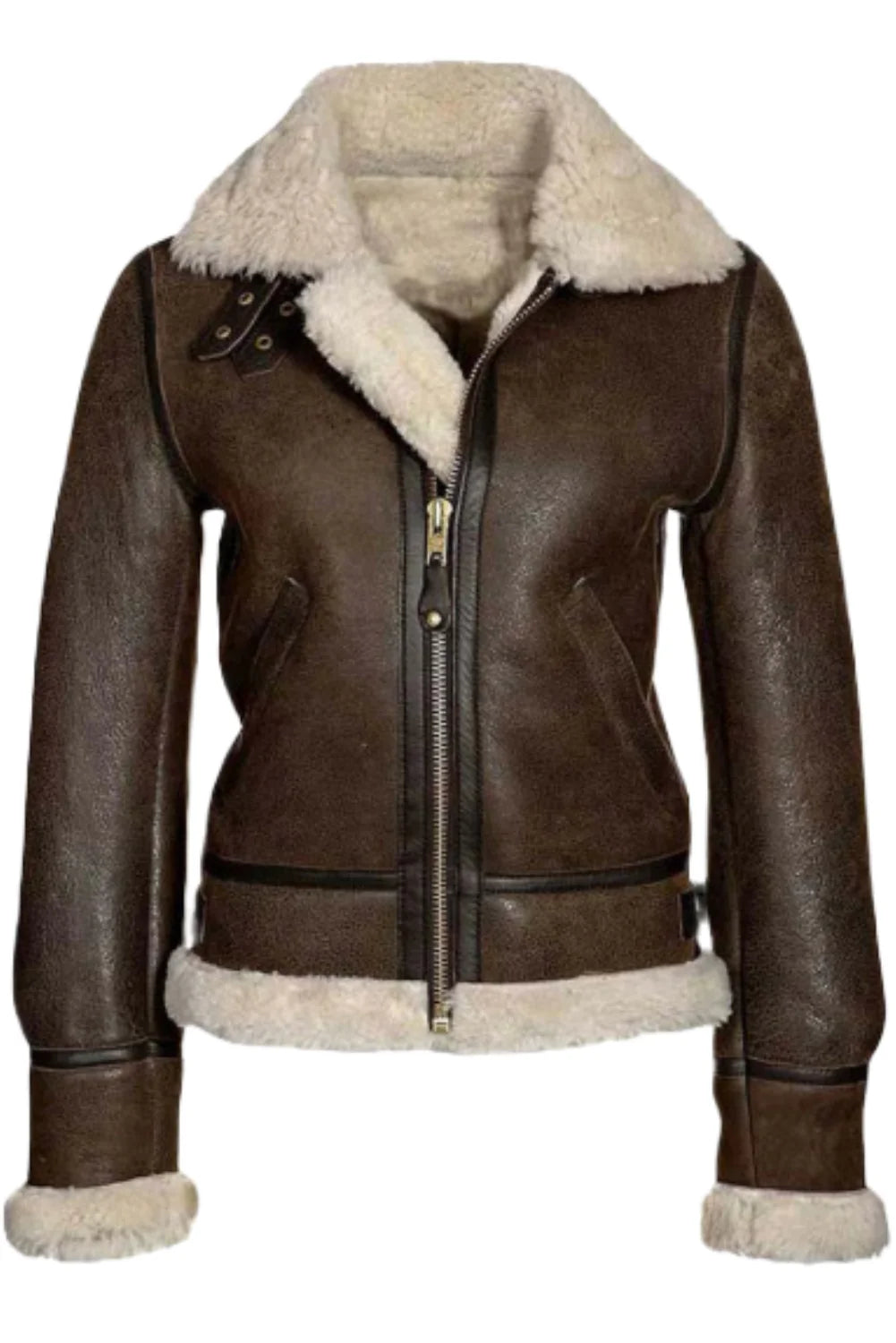 Angela Brown B3 RAF Shearling Aviator Leather Bomber Jacket