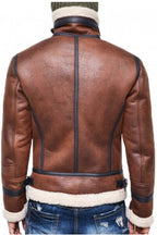 Francis B-3 Dark Brown & White Leather Bomber Jacket