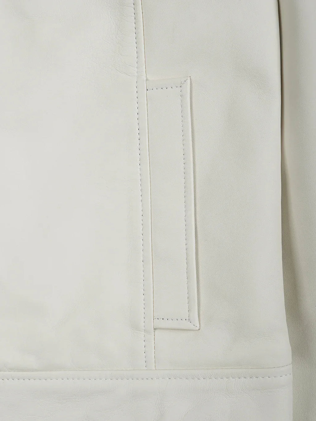 Men Off White Real Leather Harrington Jacket