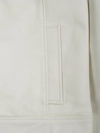 Men Off White Real Leather Harrington Jacket