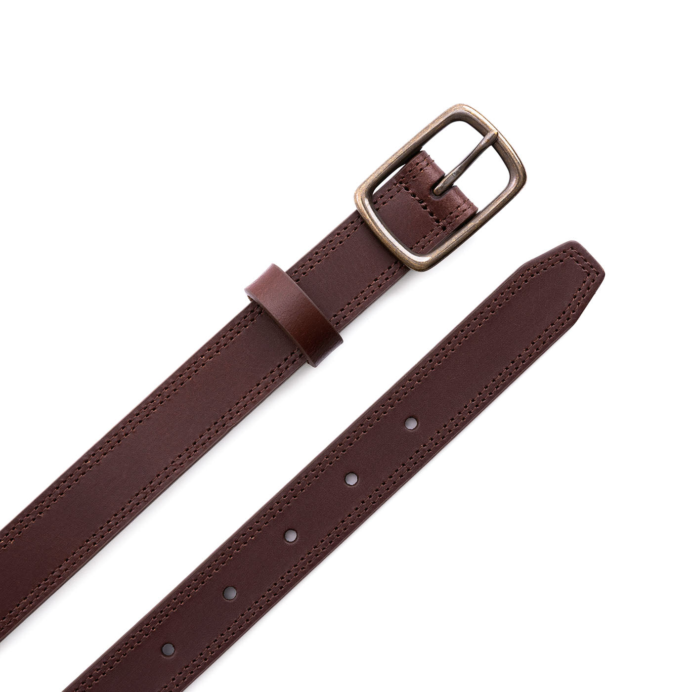 Women's Slim Double Stitch Leather Belt