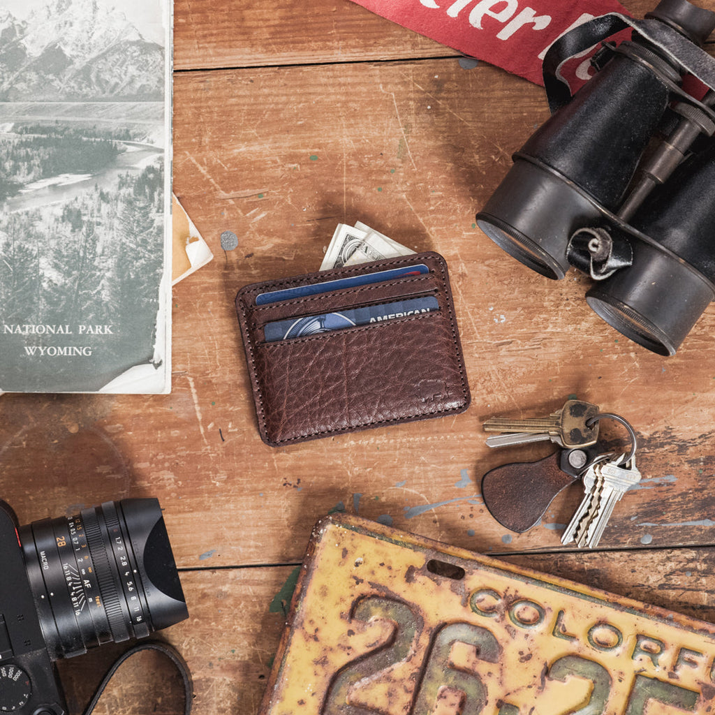 Limited Edition Roosevelt Slim ID Leather Wallet | Buffalo Grain