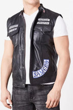 Men's Sons Of Anarchy Vest | Charlie Hunnam | California Vest | Sons of Anarchy Motorcycle Club's Redwood | SAMCRO Vest | Motorcycle Leather Vest
