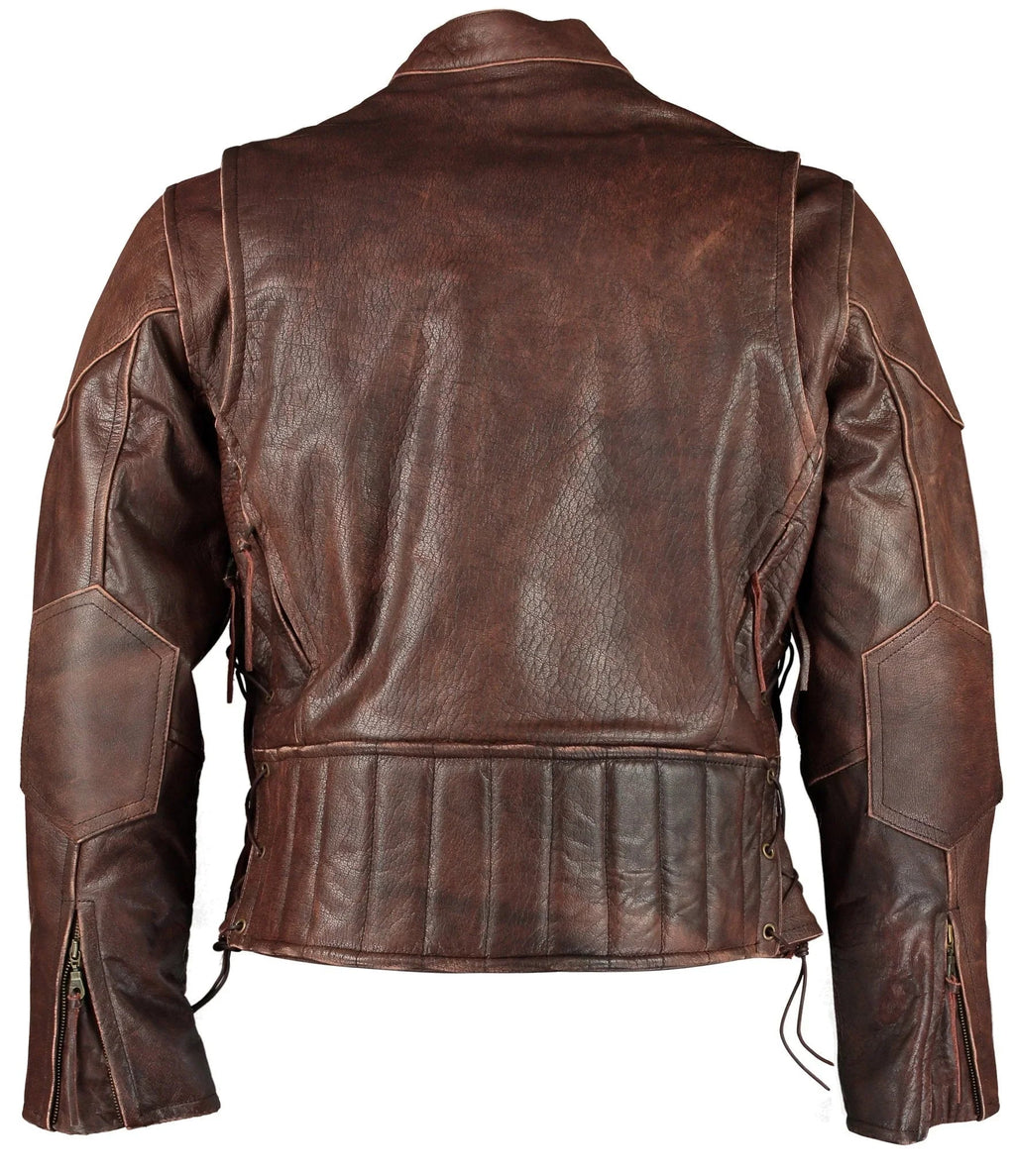 Speedster Retro Brown Cruiser Vented Biker Distressed Leather Jacket Motorcycle