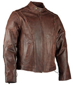 Speedster Retro Brown Cruiser Vented Biker Distressed Leather Jacket Motorcycle
