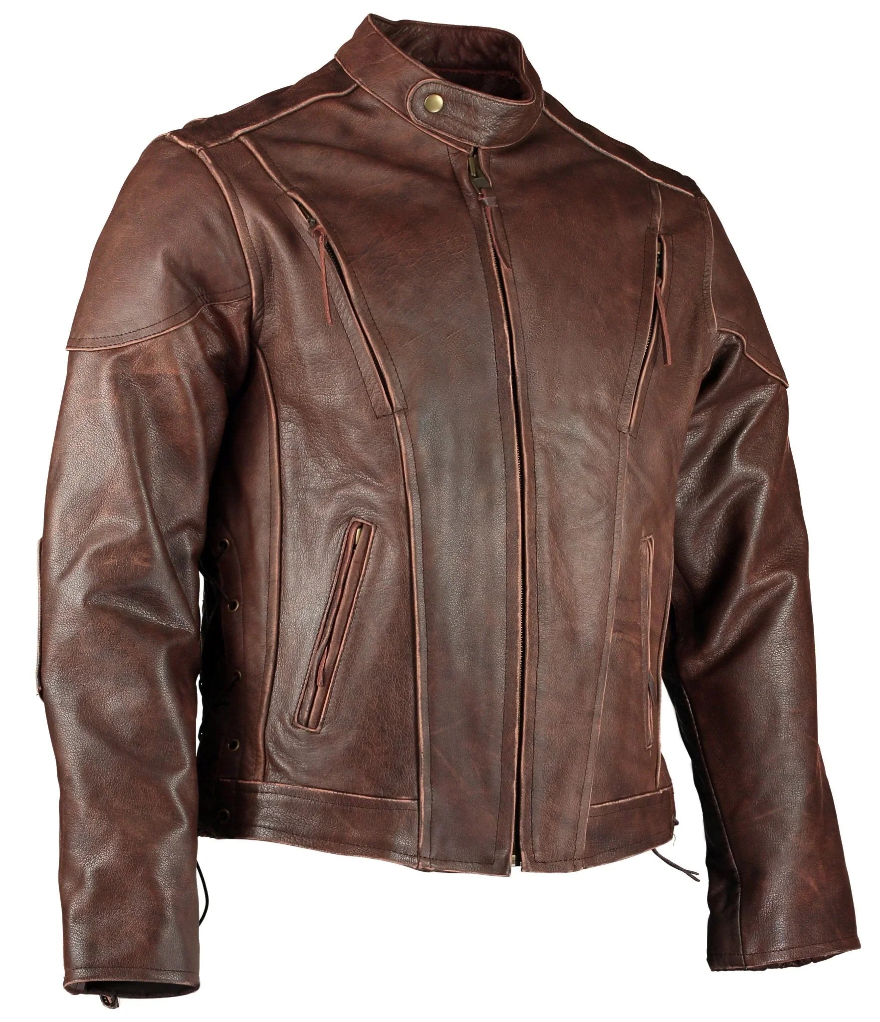 Speedster Retro Brown Cruiser Vented Biker Distressed Leather Jacket Motorcycle
