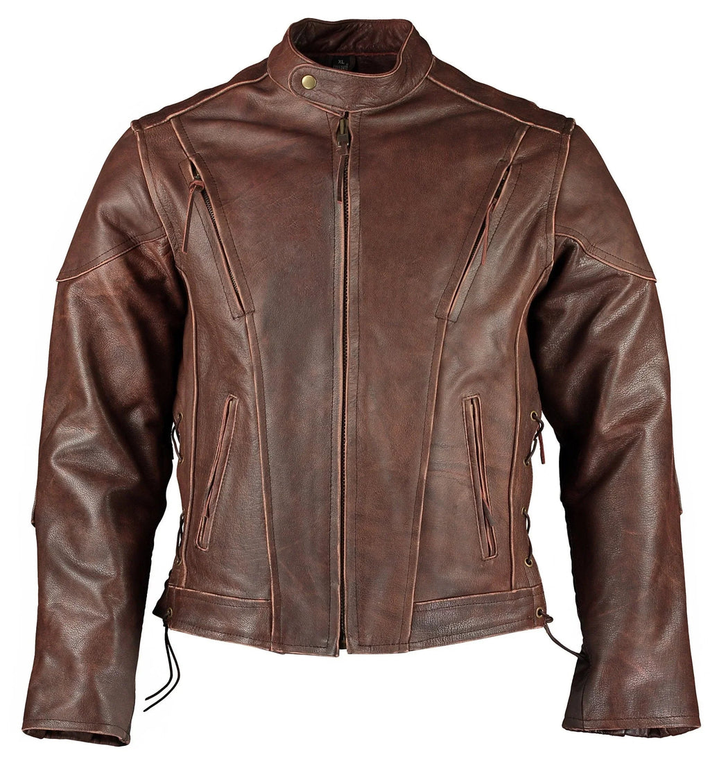 Speedster Retro Brown Cruiser Vented Biker Distressed Leather Jacket Motorcycle