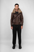 Spitfire: Antique Brown Aviator Leather Jacket (Man)
