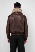 Spitfire: Antique Brown Aviator Leather Jacket (Man)
