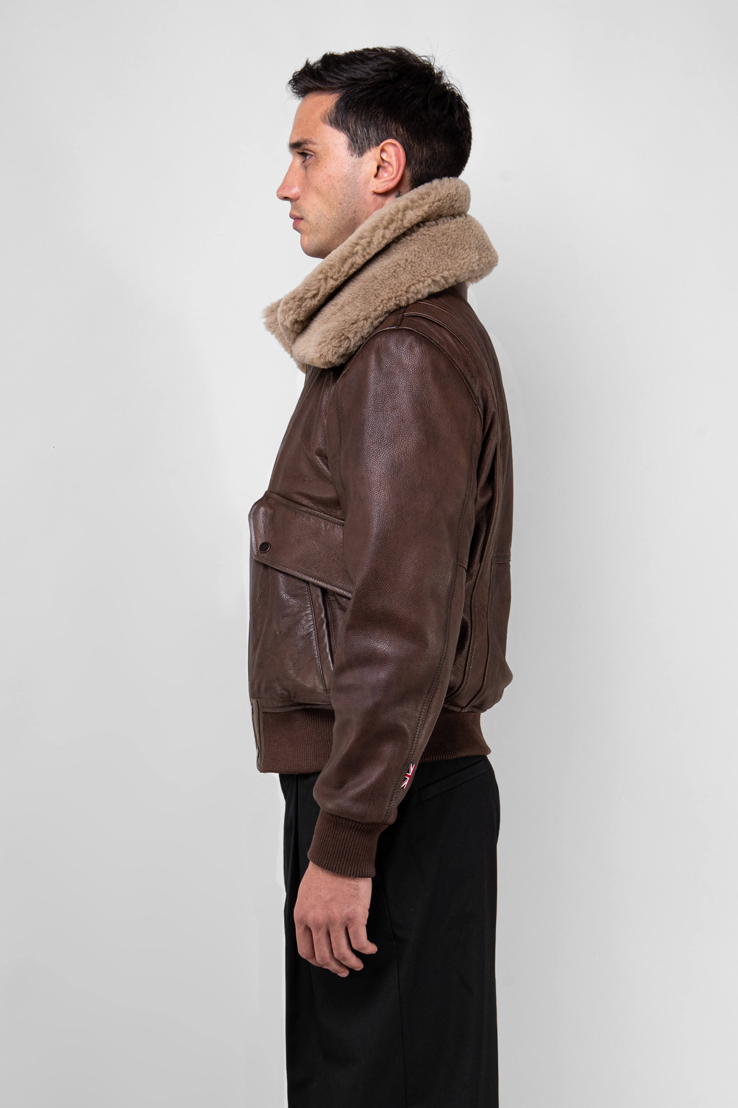 Spitfire: Antique Brown Aviator Leather Jacket (Man)