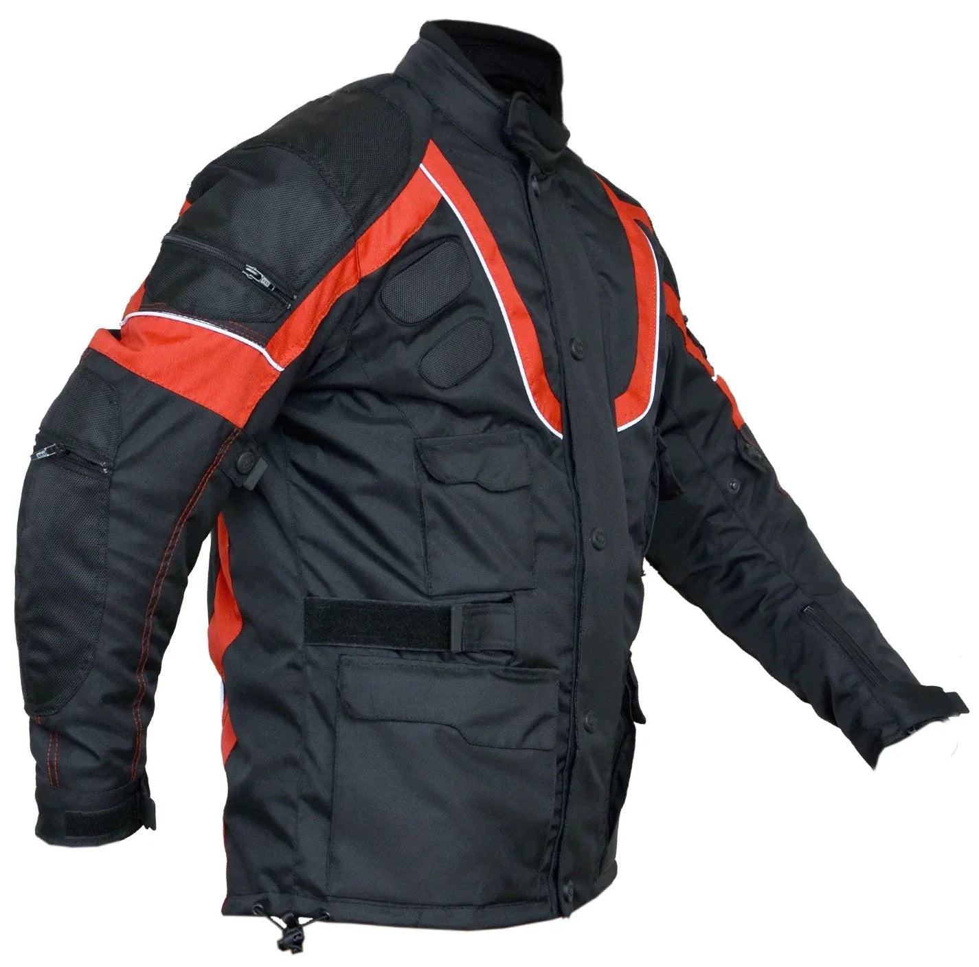 Sprinter Black & Red 3/4 Textile Biker Armoured Jacket